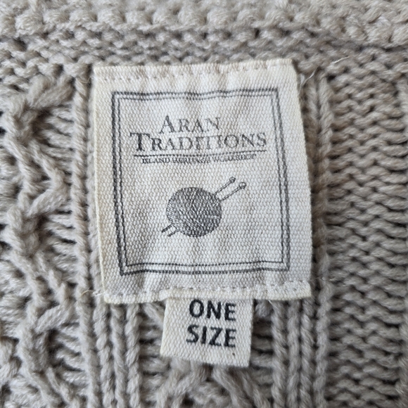 Aran Traditions Cable Shawl Neck Cape – One Size – Oatmeal - Picture 6 of 6